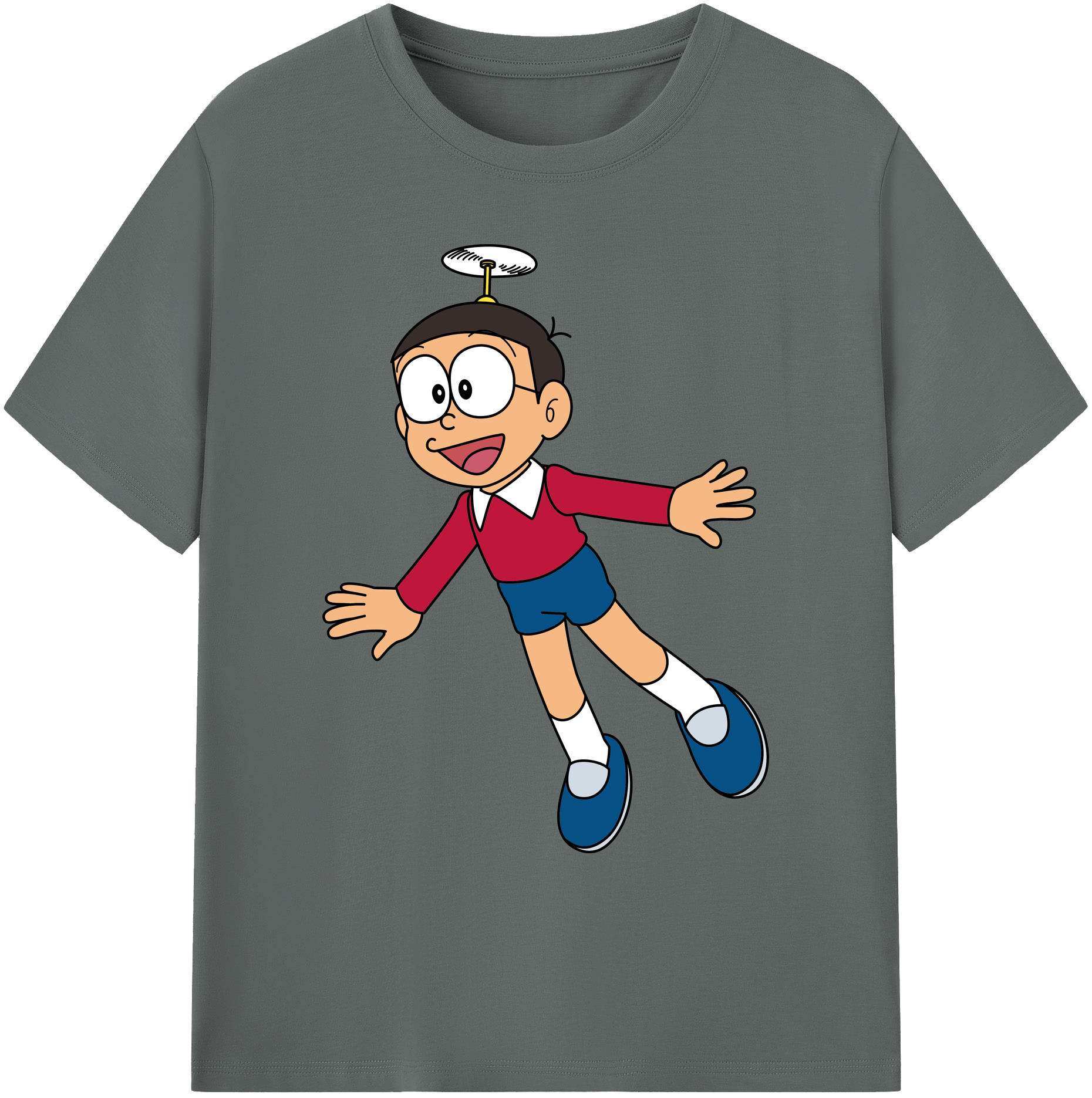 （画像用） ドラえもん 野比 のび太 Doraemon Nobita Nobi 綿100％ メンズ半袖Tシャツ｜肌触りやわらか＆通気性